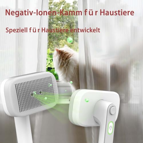 Pet Ion Brush - Professional Pet Hair Brush with Double Ion Generator - Self-Cleaning Dog & Cat Brush, Gentle Detangling Fur & Undercoat, For Short & Long Hair (1PCS)
