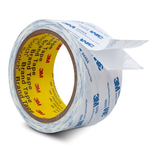 3M Double Sided Tape 2"×32.8Ft 1 Pack 9448A Double Coated Tissue Tape | Strong Adhesive Sticky Tape Translucent Removable for Foam Art Craft Nameplate Bonding