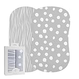 Bassinet Sheet Set 2 Pack 100% Jersey Cotton Grey and White Abstract Stripes and Dots by Ely's & Co
