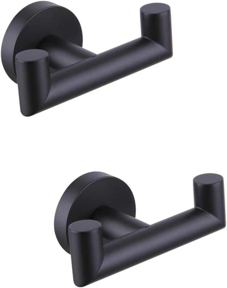 Cabilock 2pcs Stainless Steel Double Towel Hook Wall Mounted Bathroom Robe Holder Stainless Steel Easy Installation Space-Saving Design for Towels and Coats Finish