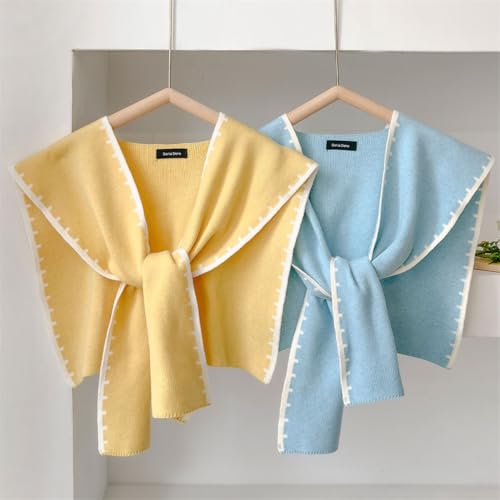 Knitted Shawl Wraps for Women Chic Sweater Cardigan Cashmere Scarf Knotted Shoulder Top Cover Cape Poncho Travel Wrap 20254