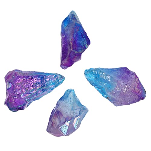 FOMIYES 4pcs Colorful Crystal Decoration Blue Gems Mineral Rocks Fish Tank Decorations Mineral Specimen Gemstone Natural Gem Colorful Vase Crystal Pillar Crystal Stone Handcrafted