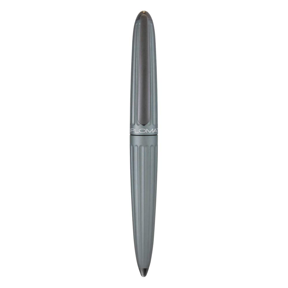 DIPLOMAT - Penna stilografica Aero Grigio - Punta media - Elegante ed elegante - Durevole - Garanzia di 5 anni - Grigio