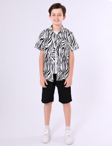 Image of COSLAND Boys' Animal Print Hawaiian Shirt Kids' Novelty Button Down Shirt, X-Small-Large