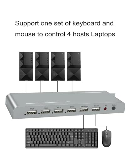 Conmutador KVM 4K 60hz para eliminar cables al conectar 4 ordenadores a un proyector de TV 6