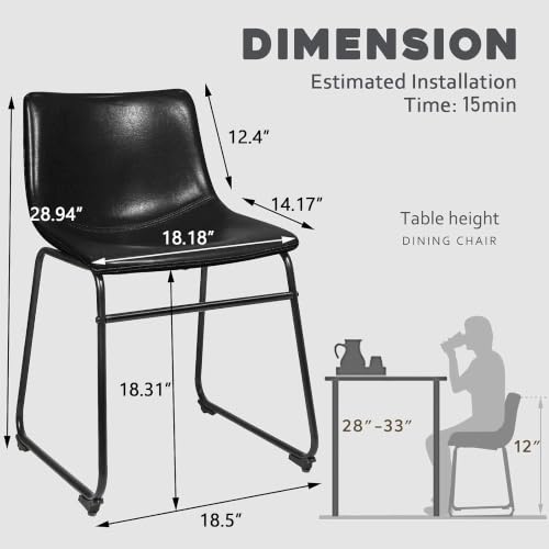 Image of Waleaf Dining Chairs Set of 2, 18 inch Faux Leather Counter Height Bar Stools