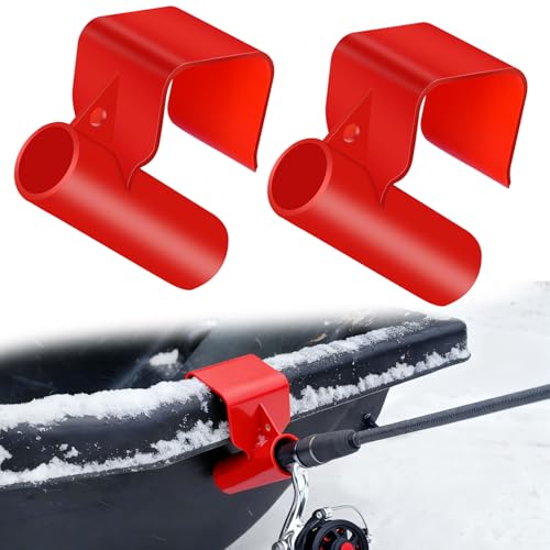 2 Pcs Plastic Ice Fishing Sled Rod Holder Ice House Sled Rod Holder Hands-Free Ice Fishing Pole Rack Compatible Storage Rack Gear Bucket Accessories Sturdy for Riverbank Lakeside, Red