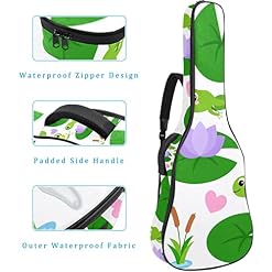 Housse de guitare en tissu Oxford imperméable avec bandoulière réglable Motif grenouilles et lotus - Les Beatles, Paul McCartney, John Lennon, RIngo Starr, George Harrison Housse de guitare en tissu Oxford imperméable avec bandoulière réglable Motif grenouilles et lotus – Image 4