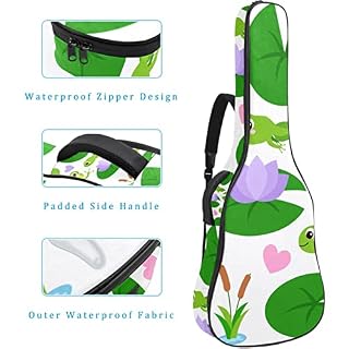Housse de guitare en tissu Oxford imperméable avec bandoulière réglable Motif grenouilles et lotus - Les Beatles, Paul McCartney, John Lennon, RIngo Starr, George Harrison Housse de guitare en tissu Oxford imperméable avec bandoulière réglable Motif grenouilles et lotus – Image 4