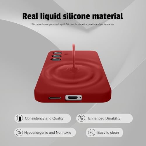 Image of LIRAMARK Liquid Silicone Soft Back Cover Case for Samsung Galaxy S25 5G (Red)
