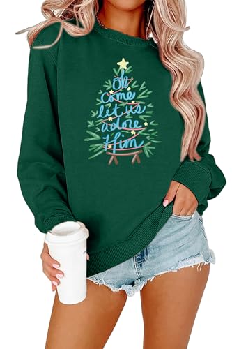 VILOVE Weihnachts-Sweatshirt für Damen, lustiger Weihnachtsbaum,...