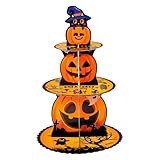 Kürbismuster: Dieser Halloween-Muffinständer macht das Dessert mit seiner verbesserten festlichen Atmosphäre auffälliger. Das exquisite Kürbismuster, die einzigartige Form und die leuchtenden Farben strahlen Halloween-Geist aus und zeigen Ihre Leckereien auf hervorragende Weise.