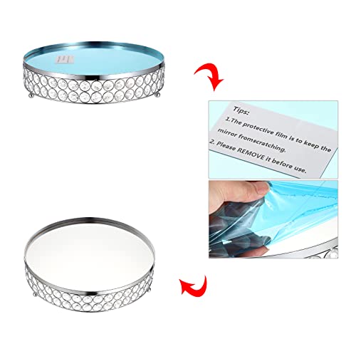 Bstkey 12 Inch Round Cake Stand With Crystal Beads Decor, Cookies Fruit Serving Tray Display Tray, Cupcake Stand Dessert Stand For Wedding Birthday Baking Party Supplies Centerpiece, Silver #TOP6