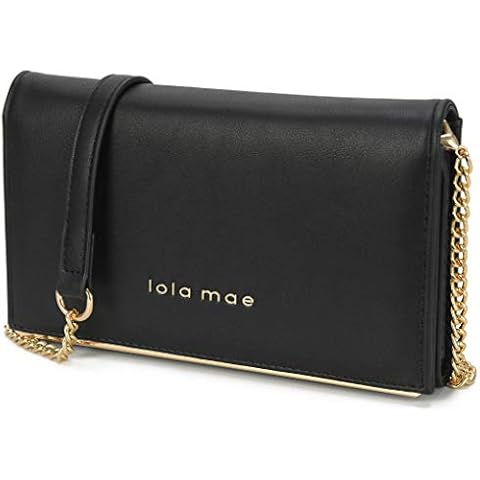 lola mae Wallet Clutch for Women with Phone Holder, Cellphone Purse with strap Fold-Over Crossbody bag (BLACK) Cover