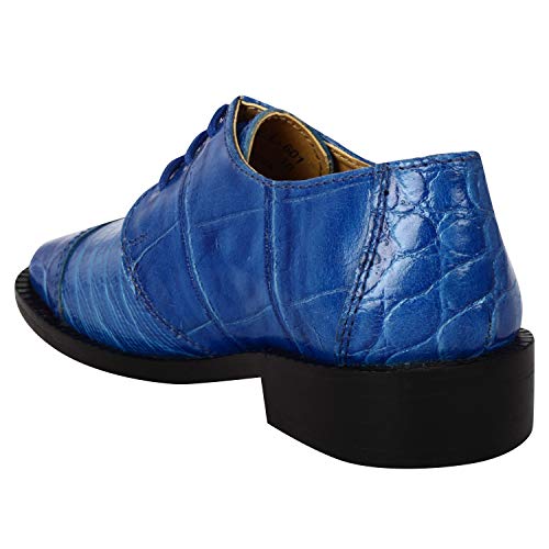 Libertyzeno Boys Croco Lizard Print Genuine Leather Kids Dress Shoes 601 Royal 6 Toddler #TOP2