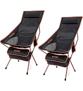 G4Free Lichtgewicht Camping Stoel Outdoor Vouwen Hoge Rug Camp Lounge Stoelen met Hoofdsteun voor P...