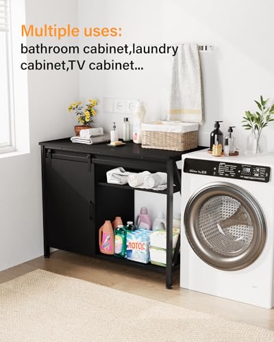 Image of 55 Gallon Fish Tank Stand, Large Aquarium Stand with Accessories Storage, Double Tankl Stand, Metal Frame Reptile Tank Table, 850LBS Capacity (Black, 55-75 Gallon)