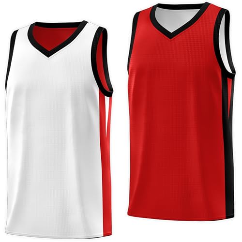 KXK Blank Youth Reversible Basketball Jersey,Sports Athletic Practice Basketball Shirt