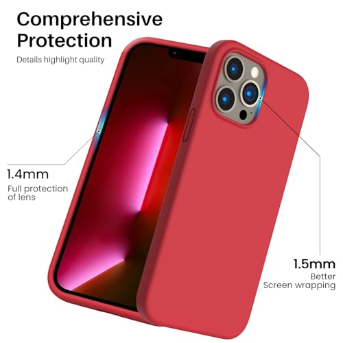Image of ORNARTO Shockproof Liquid Silicone Designed for iPhone 13 Pro Max Case 6.7 inch, Gel Rubber Comprehensive Protection Anti-Shock Cover Case Drop Protection 6.7inch-Red