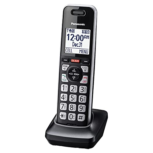 Image of Panasonic Additional Cordless Phone Handset, Advanced Call Block, Compatible with KX-TGF94x and KX-TGF97x Series - KX-TGFA97B (Black with Silver Trim)