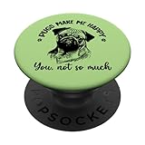 funny mens & womens pugs make me happy pug dog lover popsockets popgrip adesivo