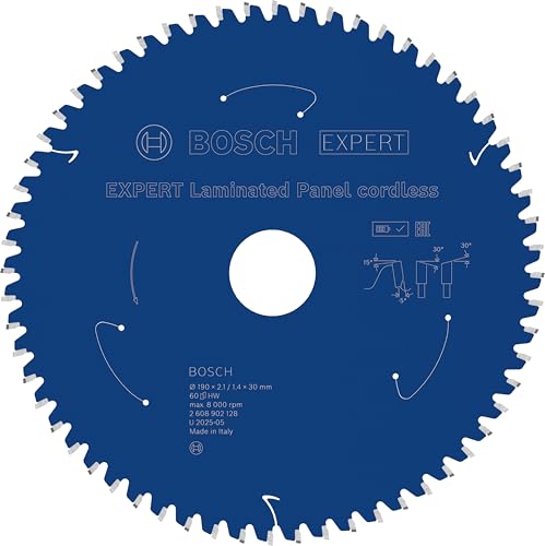 Bosch 1x EXPERT Laminated Panel cordless Kreissägeblatt für Handkreissägen (für Kunststoffbeschichtete Platten, Ø mm, Professional Zubehör Akku-Handkreissägen, Kreissägen)