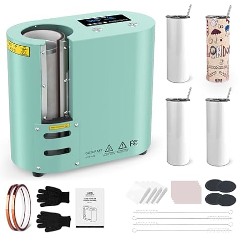 Bundle GO2CRAFT Auto Tumbler Heat Press Machine and 4Pack 20oz Stainless Steel Sublimation Tumblers Cover