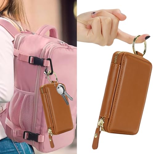 Image of Compatible with MagSafe Wallet,Magnetic Phone Wallet Card Holder for iPhone 17 /16 Pro Max /15 plus /14 Pro /13 /12 Series,PU Leather Zipper Pocket Adjustable Stand-Brown