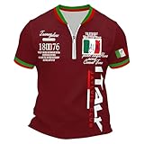 Generisch 2026 Camicia a maniche corte con mezza cerniera colletto per abbigliamento sportivo casual, Colore: rosso, 4XL