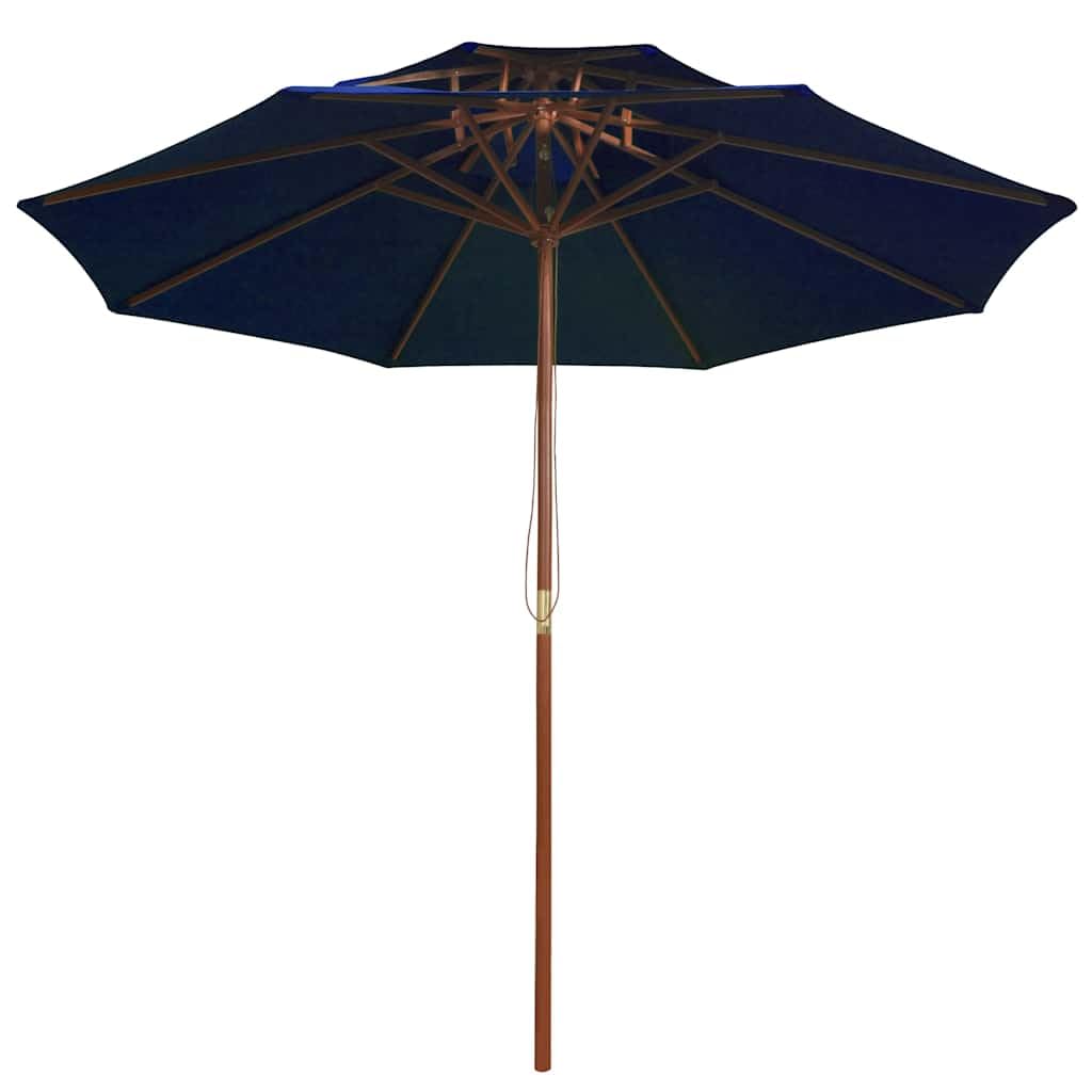 Ombrellone in legno blu, 270 cm, per patio