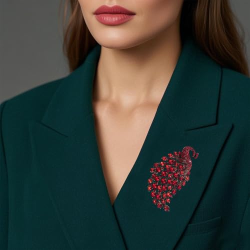 Image of Rhinestone Peacock Brooch Pin for Women Girls Crystal Bird Animal Brooches Lapel Pins Dress Accessories Wedding Mother's Day Birthday Jewelry Gift