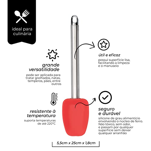 Mimo Style Espátula Com Cabeça de Silicone e Cabo em Inox de Excelente Durabilidade, Belo Design, Su