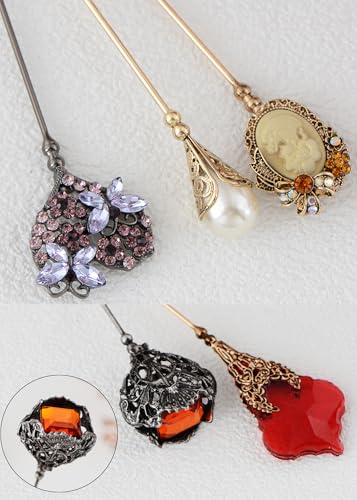 Image of Alilang 5Pcs Vintage Bendable Lapel Pins Classic Pin Brooches Set Accessories for Secure Styling on Hats, Scarves