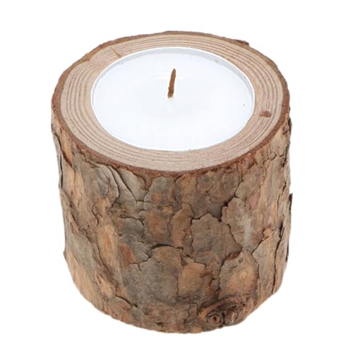 Cabilock 4pcs Stump Succulent Planter Wooden Candle Holder Wooden Candlestick Wooden Stump Wood Candle Holder
