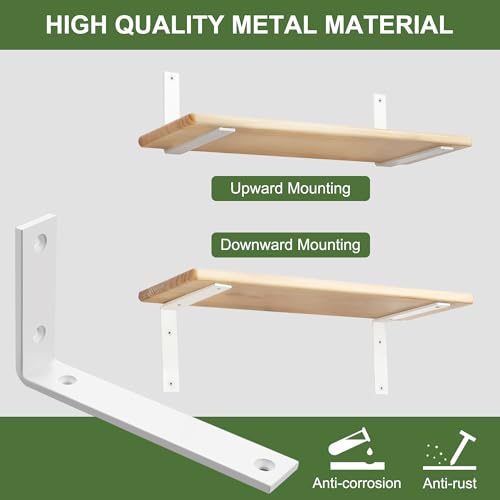 SAYAYO White Shelf Brackets Heavy Duty Metal L Brackets for Shelves 5MM Thick Angle Bracket - Image 3