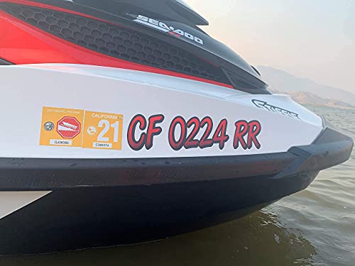 Image of STIFFIE Whipline White /Black 3 inch Boat & PWC Registration Decals • Numbers Letters Stickers