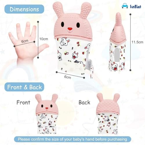 Image of FunBlast Baby Teething Mitten - Soft Silicone Teether Glove for Infants, BPA-Free, Safe & Comfortable Teething Toy for 3+ Months Babies, Toddlers, Infants (LightPink)