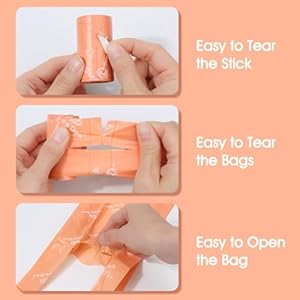 Dog Poop Bags Rolls with Handles and Dispenser 330 Counts Scented for Small Medium Dogs Leak Proof Extra Thick Waste Bags for Walking Doggy Peach