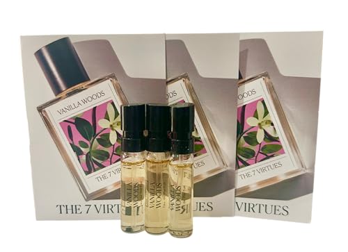 The 7 virtues VANILLA WOODS Sample Perfume Women Pour Femme EDP Spray 1.7 ml oz - set of 3 (0492)