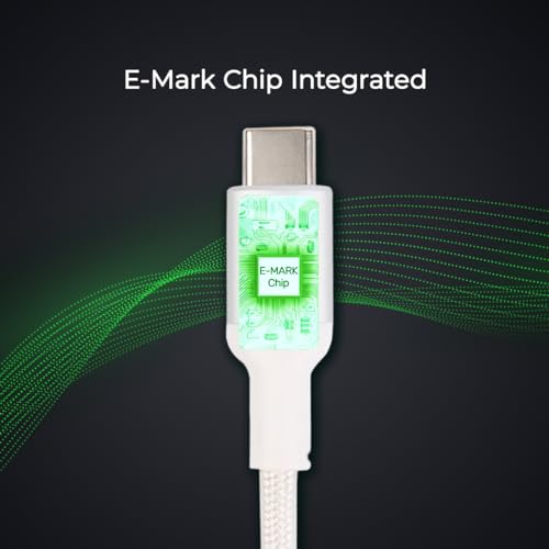 Image of Type C to Type C Nylon braided Aluminium jacket,E-Mark Chip,1.2 meter,Superfast Charging 100 Watt,Data Sync Compatibility for Type C Laptops, iPhone 15,Samsung,Oneplus and others