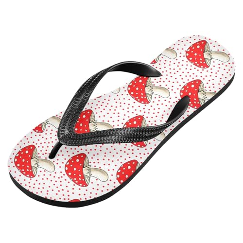 Mushroom Polka Dot White Flip Flops for Beach Thong Sandals Anti-slip Lightweight Beach Shoes for Travel Summer Outdoor2