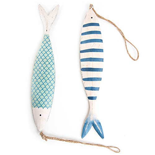 Maritime Fische zum Aufhängen, 2 Stück: Maritim-Hängedeko aus...