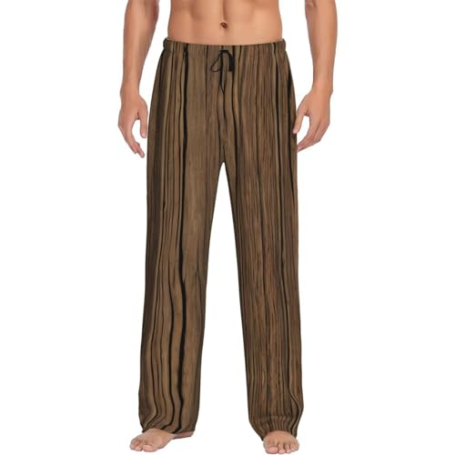 Wood Grain Lightweight Sleep Pants for Men-Men's pajama pants comfort lounge sleep with pocket pull rope