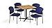 OFM Core Collection Breakroom Set, 42" Square Table in Oak Finish with X-Style Pedestal Base, 4 Fabric Guest Chairs in Navy (PKG-BRK-163-0019)