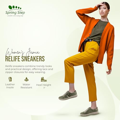 Spring Step Women's Jamia Relife Sneakers – Dual Closure with Laces and Zipper – Plush Textile Lining, Shock Absorbing, Water Resistant Synthetic Upper4