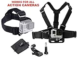  LONDON FAB Arneses para cámaras de acción, compatibles con GoPro y Todas Las cámaras de acción (arnés de Pecho + arnés de Cabeza)