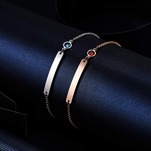 MeMeDIY Personalized Birthstone Bracelets Customized Gift Birthday Engraving for Women Girlfriend Mom Auntie Sister Best Friend Stainless Steel Friendship Adjustable Ankle Link Chain Bridesmaid4
