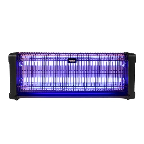 Perel Mata Insectos UV eléctrico Interior, Rejilla 2800V, Aparato silencioso con Bandeja metálica extraíble, Cobertura 150 m², Control sin químicos