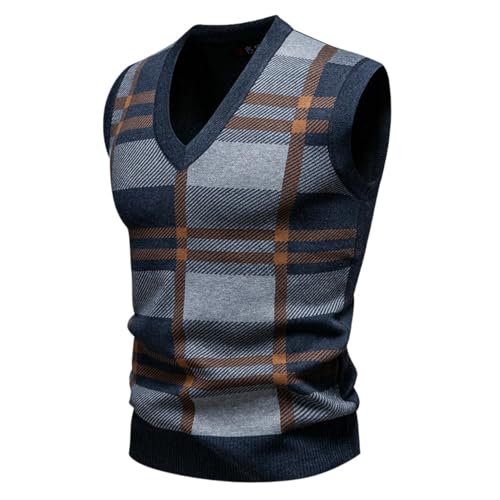Men's Autumn Winter Trendy Pullover V-Neck Jacquard Knit Vest