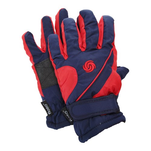Floso - Gants de ski thermiques à paumes antidérapantes - Enfant unisexe (9-12 ans) (Bleu marine/Rouge) Cover